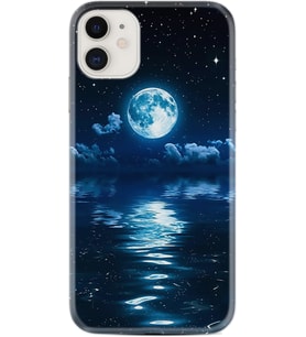 Apple iPhone 11 12 13 Mini Kılıf Desemli Silikon Night Moon 1133