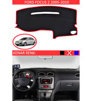 Ford Focus 2 2005-2010 İçin Uygun Torpido Koruma Halısı Siyah Kenar Renk Kırmızı