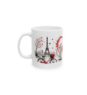 Romantik Aşk Temalı A Sınıf Porselen Kupa Paris ve Kalpli Tasarım 330 ml KF27072621