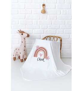 Pia Baby Premium %100 Pamuk Çift Kat Penye Bebek Battaniyesi 80x80 cm 5036-11 (Krem)