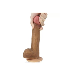 22 CM Yumuşak Dokulu Çift Katmanlı Platin Silikon Realistik Melez Penis DİLDO