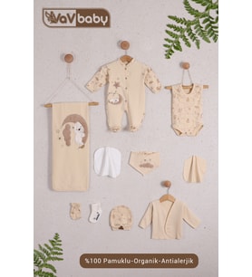 VaVBaby Organik Hastane Çıkışı 10’lu Uyuyan Ayıcık - Ekru