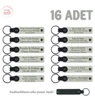 Babalar Günü İçin Üzerine İsim Ve Özel Mesaj Yazılabilen, 16'lı Anahtarlık, Beyaz & Siyah