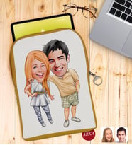 BK Gift Kişiye Özel Sevgililer Karikatürlü Taşınabilir Koruyucu Tablet Kılıfı & Organizer Çanta - Sarı-98