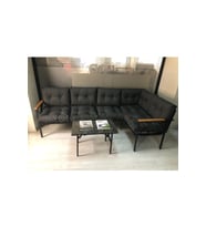 miami Köşe Koltuk Takımı , 3+2 Balkon-bahçe-çay Seti-mutfak Köşesi mermer desen 70x50cm sehpa (Antrasit)