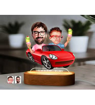 BK Gift Kişiye Özel Baba-Oğul Karikatürlü Dekoratif 3D Biblo LED Işıklı Gece Lambası-8, Babaya Hediye, Babalar Günü Hediyeleri