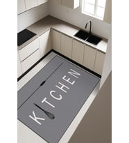 Kitchen Desenli Dijital Baskı Kaymaz Taban Mutfak Halısı H0038 (Çok Renkli)