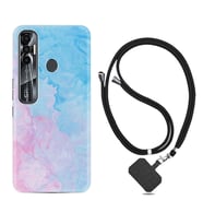 Tecno Spark 6 6 Go 8C 8 Pro 7 7 Pro Kılıf Boyun Askılı Silikon Pink Blue Abstract 1385