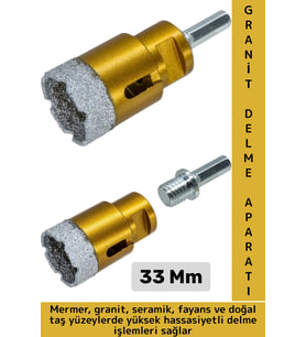 Ev Atölye İnşaat Yüksek Sert Hızlı Delme Seramik Fayans Doğal Taş Mermer Granit Delme Aparatı 33 Mm