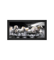 Yağlı Boya Kır Atlar Motifli Kanvas Tablo 80 x 110 cm Siyah Çerçeve