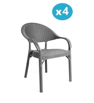 Omnipazar IRK-HK735 Bambu Rattan Desenli Plastik Bahçe Sandalye Koltuk 4'lü Set