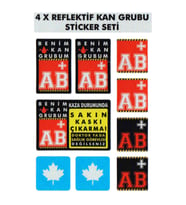 Çınar Extreme® AB Rh+ (Pozitif) Kaskımı Çıkartma Yazılı 7 Parçalı Reflektif Kan