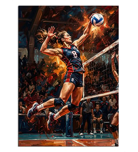 Smaç Vuran Voleybolcu Kadın Dekoratif Kanvas - Mdf Ahşap Tablo