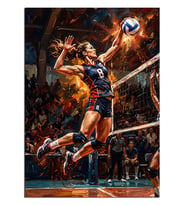 Smaç Vuran Voleybolcu Kadın Dekoratif Kanvas - Mdf Ahşap Tablo