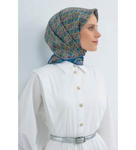 Armine Saf İpek Sura Eşarp-2026 İlkbahar-Yaz- 951800D (Mavi - İndigo Mavi)