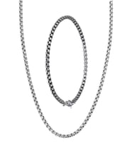 İnce Spor Model Erkek Çelik Zincir Kolye ve Bileklik Set 3mm eck07s (Metal)