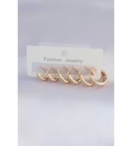 Pirinç Gold Renk Oval Küpe Seti 5886