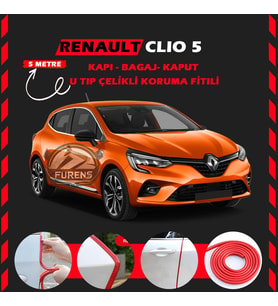 Renault Clio 5 Oto Araç Kapı Koruma Fitili 5metre Parlak Kırmızı Renk