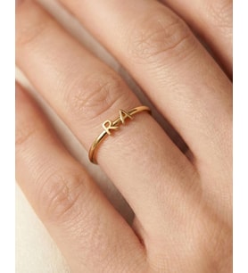 Sade Minik İki Harfli 14 Ayar Altın Yüzük (Gold)