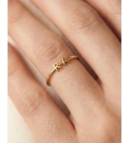 Sade Minik İki Harfli 14 Ayar Altın Yüzük (Gold)