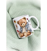 Yeni Yıl Oyuncak Ayı Teddy Bear Baskılı Kupa Bardak Porselen Çay Kahve Fincanı