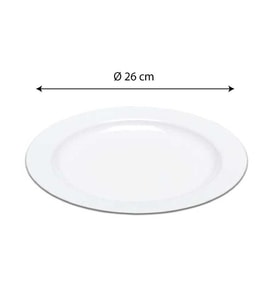Plastik Porselen Görünümlü Beyaz Tabak 26 cm 10 lu