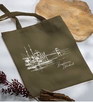 BK Gift İstanbul Tasarımlı Haki Kumaş Bez Çanta, Baskılı Omuz Çantası, Alışveriş Çantası, Arkadaşa Hediye-5