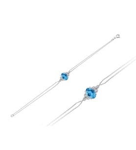 Pırlanta ve Oval Mavi Topaz Taşlı Bileklik 0717B0008
