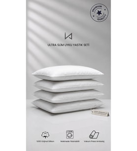 4 Adet Ultra Slim Yastık En İnce Form Nano Silikon Dolgu Micro Saten Kumaş