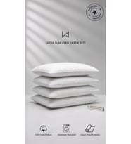 4 Adet Ultra Slim Yastık En İnce Form Nano Silikon Dolgu Micro Saten Kumaş