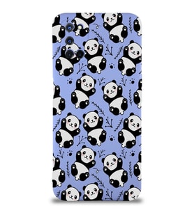 Oppo A52 Uyumlu Lansman Kılıf Panda Tasarımlı İçi Kadife Kapak-Lila (Şeffaf)