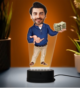 Doğum Günü Hediyesi,Sevgiliye Hediye, Kişiye Özel Fotoğraflı Baba 2 Karikatür 3D Led Lamba (Beyaz)