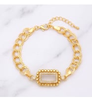 Altın Kaplama İmitasyon Gram Çerçeve Figaro Model Bileklik BLK-1269 (Gold)