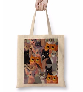 Kediler Lotsa Cats Bez Çanta Uzun Saplı