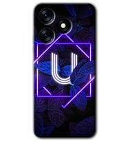 Tecno Spark 10C Kılıf HD Desen Baskılı Kılıf - Dark Neon Yaprak U Harfi