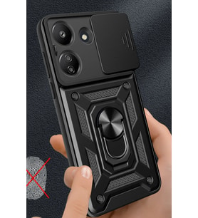 Redmi 13C Kılıf Pars Lens Yüzüklü Silikon - Siyah