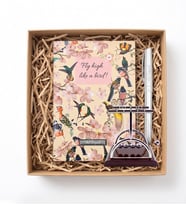 Kişiye Özel Modern Masaüstü Hediye Seti (Defter & Kalem & Newton Denge Topu 9x8 cm)