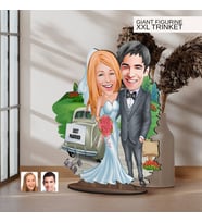 BK Gift Kişiye Özel Evleniyoruz Karikatürlü Büyük Boy Ahşap Biblo-1 Arkadaşa Hediye , Sevgiliye Hediye, Kişiye Özel Biblolar