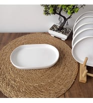 6'Lı 20x12 cm Beyaz Oval Şef Pasta & Tatlı Tabağı