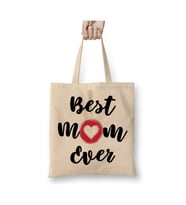 Best Mom Ever Gifts Anneler Günü Beyaz Bez Çanta Uzun Saplı Alışveriş Çantası Plaj Çantası