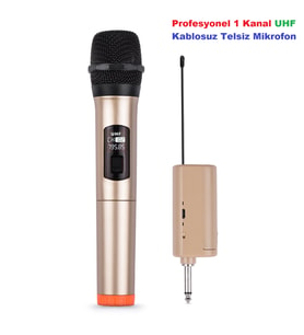 Kalite Profesyonel 1 Kanal Uhf Kablosuz Telsiz Mikrofon