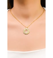 MİNELİ HALKA ÜZERİ YAPRAK KOLYE 22 AYAR A064942