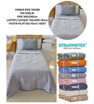 ETEHOMETEX HAVUZLU PİKE TAKIMI %100 PAMUK TEK KİŞİLİK