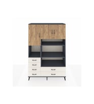 Hyperion Dolap 9 Raflı 6 Çekmeceli 3 Kapaklı 132x44x195 Antrasit-Çam/Aytaşı