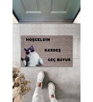Hoş Geldin Kardeş Yazılı Dekoratif Kapı Önü Paspası