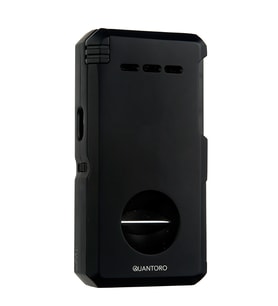 Quantoro Çift Torch Pürmüz V-Cut/Delicili/İğneli Siyah Metal Puro Çakmağı - TRZ1087