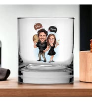 Kişiye Özel İçmeyi Seven Çiftler Karikatürlü Viski Kadehi