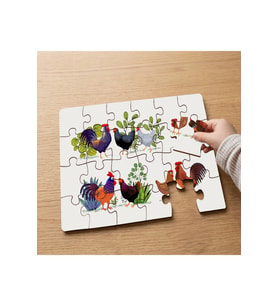 Tavuklar ve Horozlar Tasarımlı 24 Parça Ahşap Çocuk Puzzle MPK1032