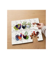 Tavuklar ve Horozlar Tasarımlı 24 Parça Ahşap Çocuk Puzzle MPK1032