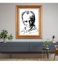 Altın Varaklı Çerçeveli Paspartulu Atatürk Tablo z5028 (Gold)